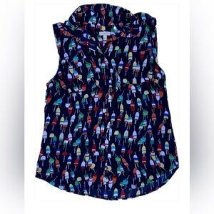 Talbots Nautical Themed Sleeveless Blouse Size Small Petite